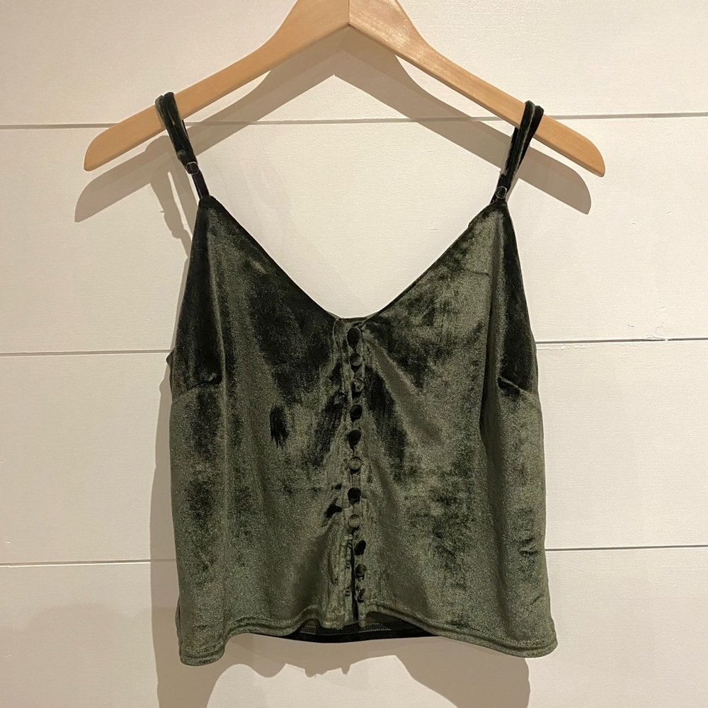 Paper Moon green velvet tank top